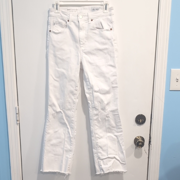 Ag Adriano Goldschmied Denim - AG Adriano Goldschmied Kinsley High Rise Crop Boot White Jeans Size 26